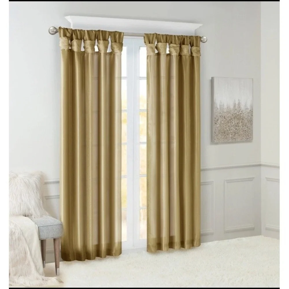 Madison Park Emilia Bronze Twist Tab Lined Window Curtain Panel 1 Drape 50 X 95